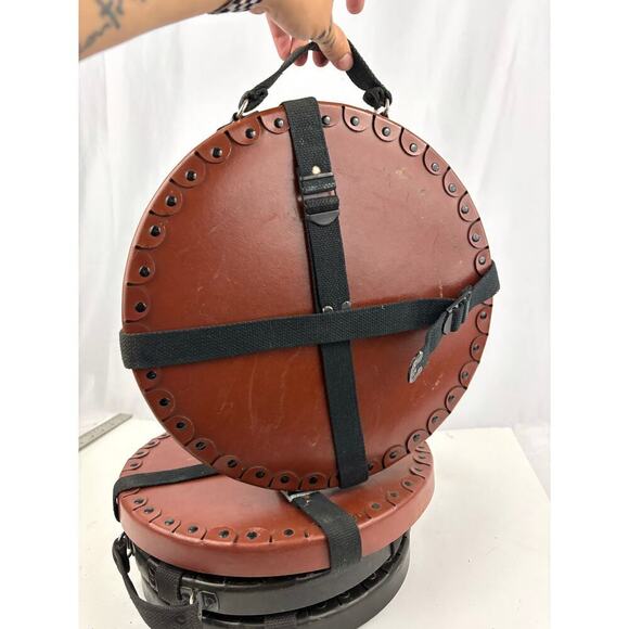 VTG Lot of 4 Round Film Reel Shipping Box with Canvas Straps USA Empty - Picture 14 of 16